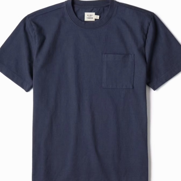 BRAND NEW FLINT & TINDER Heavy Weight Men's Navy Crew Neck T-Shirt - Picture 1 of 4